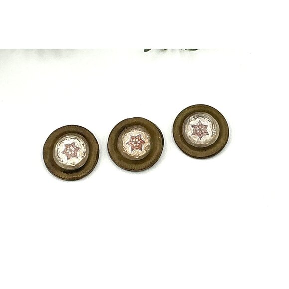 Vintage Brass and Resin Star Buttons Set Of 3 - Picture 3 of 6